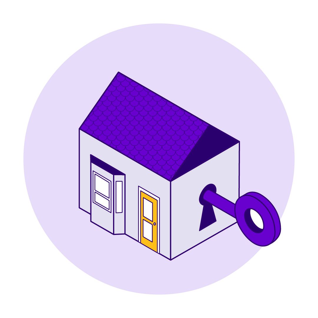 Illustration of a house with a key