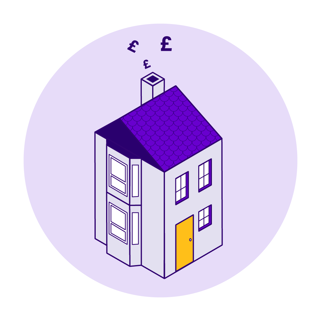 Illustration of a house with pound symbols